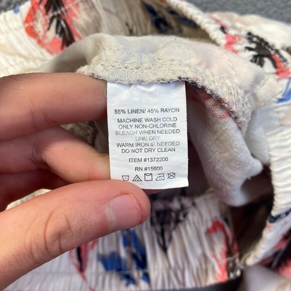 Linen‎ Floral Pants Womens Size L Multicolor Pockets Wide Leg,Elastic Waist - Picture 8 of 9